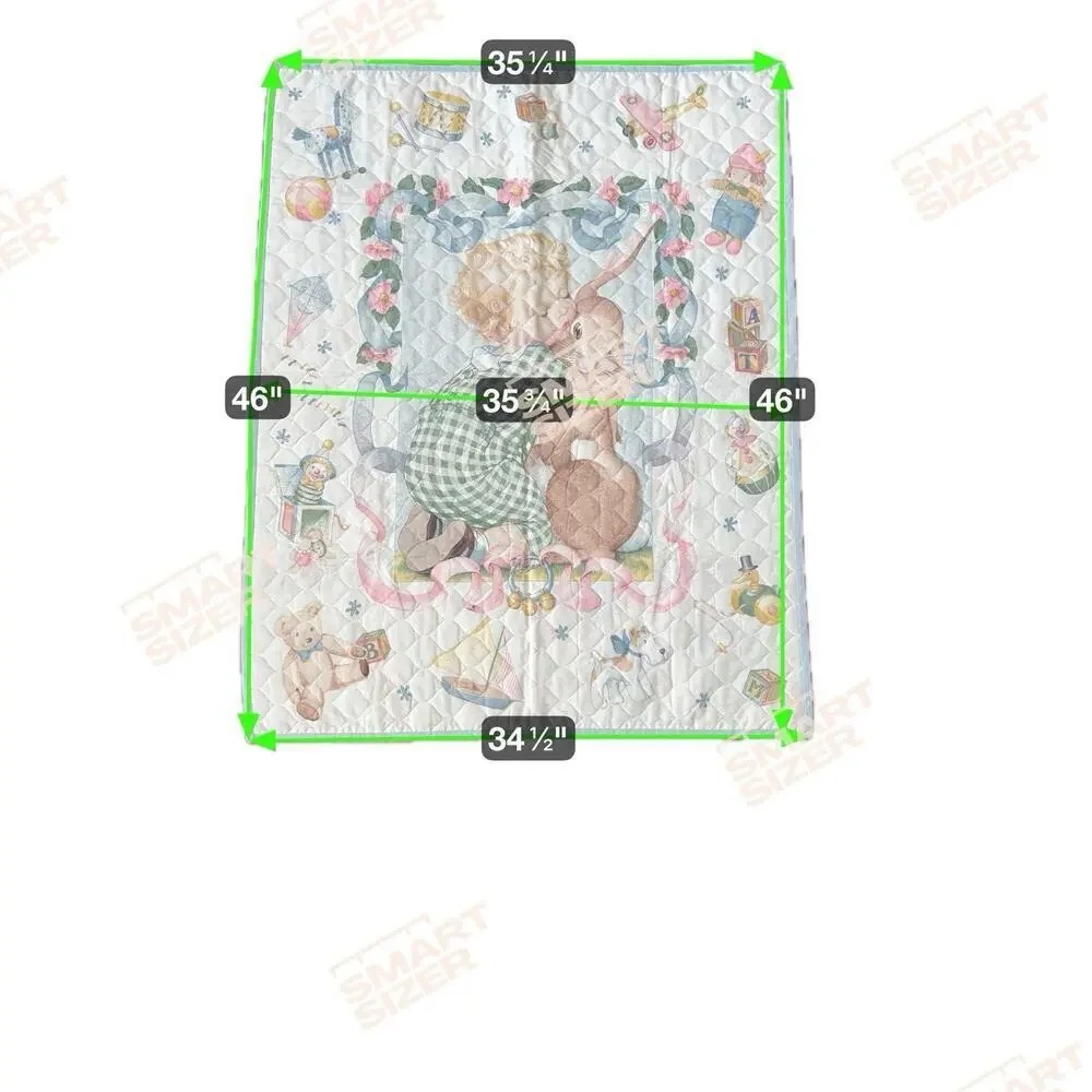 Vintage Baby Quilt or Wall Hanging in Charming Pastel Colors Rabbit
